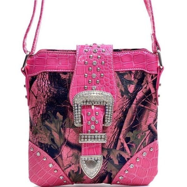 Ritz Ritz MS213-PK Western Rhinestone Buckle Cross Body Messenger Bag - Pink MS213-PK